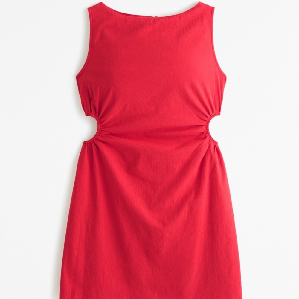 Abercrombie & fitch stretch cotton cutout mini dress - XLP - red